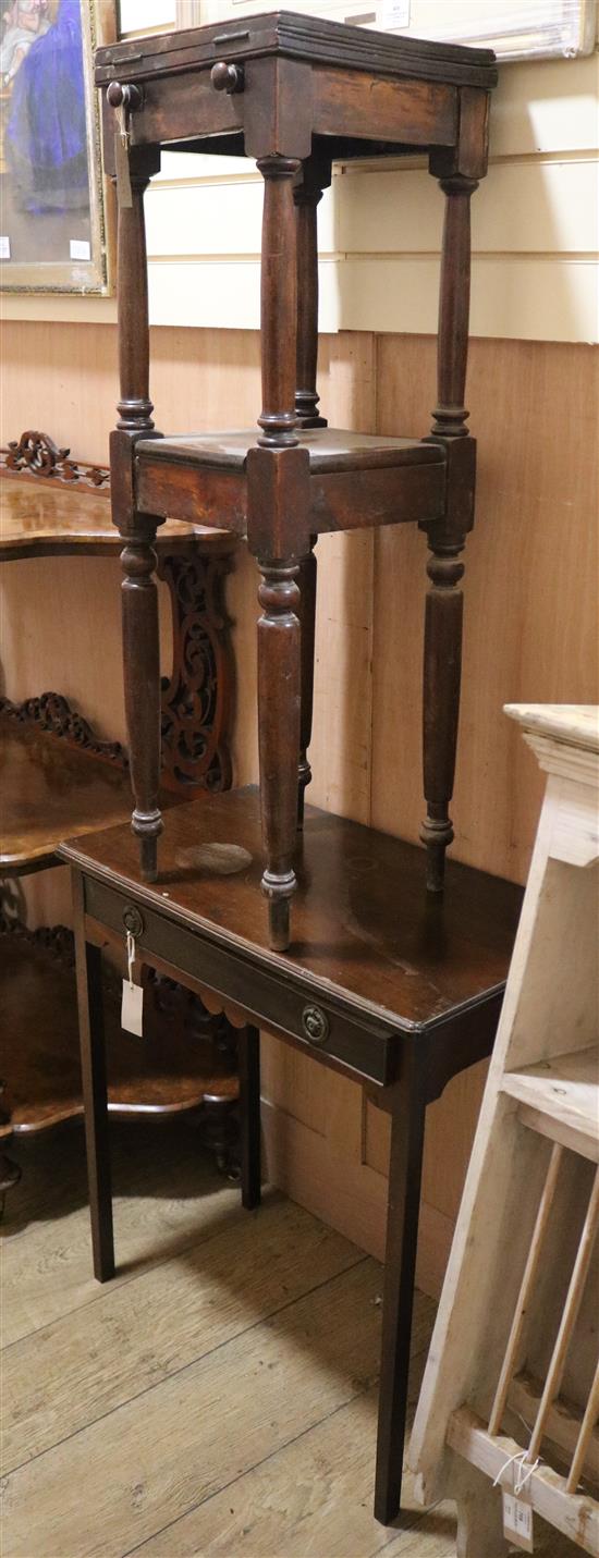 A Victorian two tier table and a mahogany sideboard W.63cm and 30cm